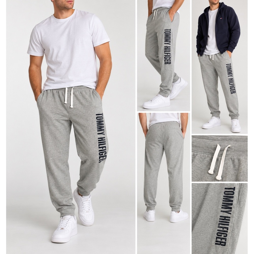 Tommy Hilfiger Sleepwear Joggers Mens XL Gray Cotton Blend Logo Lounge Pants